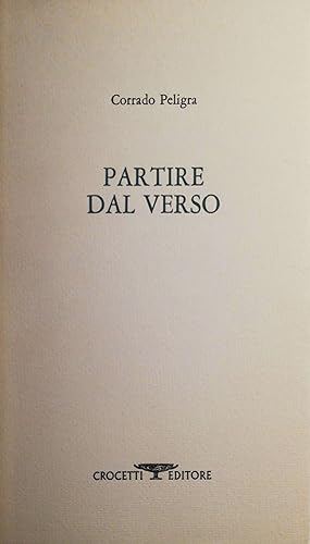 Seller image for Partire dal verso for sale by librisaggi