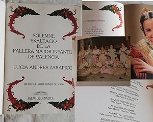 Bild des Verkufers fr SOLEMNE EXALTACI DE LA FALLERA MAJOR INFANTIL DE VALENCIA LUCIA ANDRS ZARAPICO 1996 zum Verkauf von LIBRERA MAESTRO GOZALBO