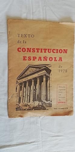 Imagen del vendedor de TEXTO DE LA CONSTITUCIN ESPAOLA DE 1978 a la venta por LIBRERA MAESTRO GOZALBO