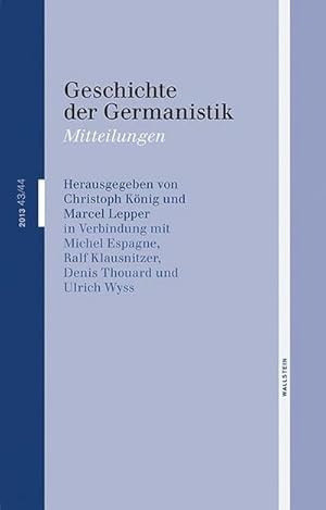 Bild des Verkufers fr Geschichte der Germanistik: Historische Zeitschrift fr die Philologien zum Verkauf von Che & Chandler Versandbuchhandlung