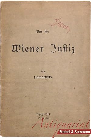 Imagen del vendedor de Aus der Wiener Justiz. a la venta por Antiquariat MEINDL & SULZMANN OG