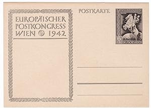 Ganzsache Postkarte Europäischer Postkongress Wien 1942 - 6+4 Pfg. Deutsches Reich, 19. Oktober 1...