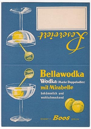 alter Aufsteller Tischaufsteller Tischkarte Reserviert - Bellawodka Wodka (Marke Doppeladler) mit...