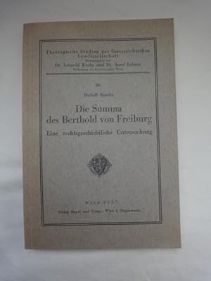 Image du vendeur pour Die Summa Des Berthold Von Freiburg. Eine Rechtsgeschichtliche Untersuchung. mis en vente par Malota