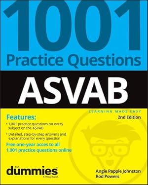 Seller image for ASVAB: 1001 Practice Questions For Dummies (+ Online Practice) by Papple Johnston, Angie, Powers, Rod [Paperback ] for sale by booksXpress