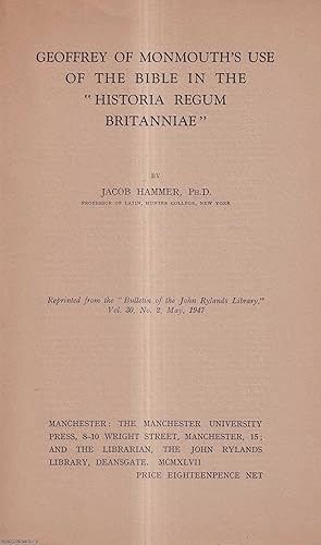 Seller image for Geoffrey of Monmouth's Use of the Bible in the 'Historia Regum Britanniae'. Reprinted from the Bulletin of the John Rylands Library. Published by Bulletin of the John Rylands Library. 1947. for sale by Cosmo Books