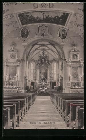 Ansichtskarte Menzingen, Pfarrkirche, Innenansicht