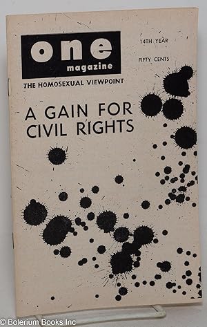 Image du vendeur pour ONE Magazine; the homosexual viewpoint; vol. 14, #1, January 1966; a gain for civil rights mis en vente par Bolerium Books Inc.