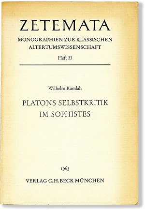 Image du vendeur pour Platons Selbstkritik im Sophistes mis en vente par Lorne Bair Rare Books, ABAA