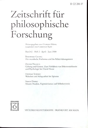 Immagine del venditore per Der moralische Realismus und das Relativittsargument -in : Zeitschrift fr philosophische Forschung; Bd. 62; H. 2; April-Juni 2008. venduto da books4less (Versandantiquariat Petra Gros GmbH & Co. KG)