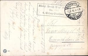 Bild des Verkufers fr Ansichtskarte / Postkarte Stempel Deutsche Feldpost 1. WK, 4. Ersatz Division, Knigl. Preu. Pionier Komp. No. 304 zum Verkauf von akpool GmbH