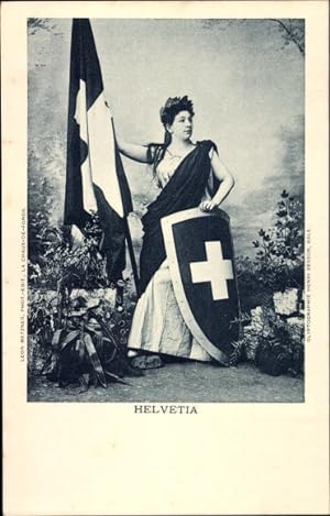 Ansichtskarte / Postkarte Helvetia, Schweizer Fahne, Allegorie