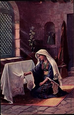 Künstler Ansichtskarte / Postkarte Sommeil de Jesus, Maria am Wiegenbett