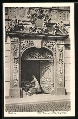 Bild des Verkufers fr Ansichtskarte Zittau, Wertvolles Barockportal zum Verkauf von Bartko-Reher