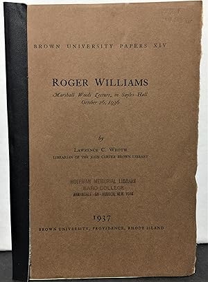 Bild des Verkufers fr Roger Williams Marshall Woods Lecture, in Sayles Hall October 26, 1936 Brown University Papers XIV zum Verkauf von Philosopher's Stone Books