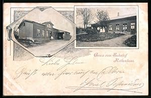 Ansichtskarte Rothenhaus, Bahnhof mit Gartenpartie