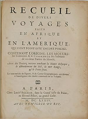 Recueil de divers voyages faits en Afrique et en l'Amérique qui n'ont point esté encore publiez, ...