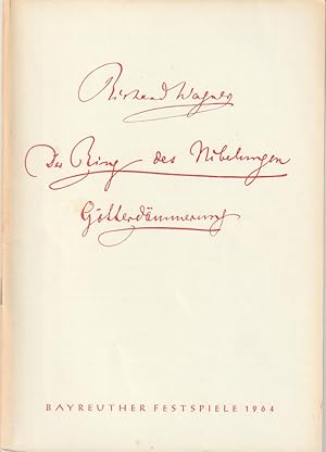 Bild des Verkufers fr Programmheft Richard Wagner GTTERDMMERUNG Bayreuther Festspiele 1964 zum Verkauf von Programmhefte24 Schauspiel und Musiktheater der letzten 150 Jahre