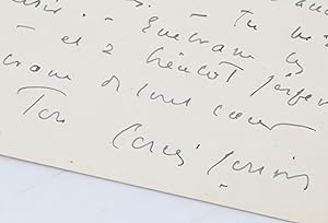 Lettre autographe signée adressée, sur un bristol, à son grand ami Carlo Rim
