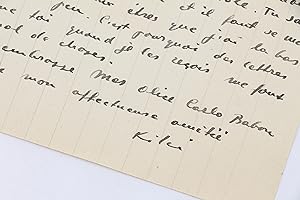 Affectueuse et nostalgique lettre autographe signée adressée à Carlo Rim depuis son exil lisboète...