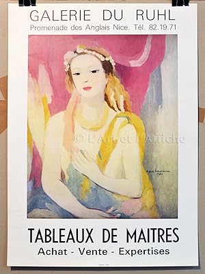 Affiche Marie LAURENCIN, TABLEAUX DE MAÎTRES Galerie du Ruhl.