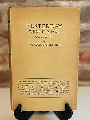 Seller image for Yesterday when it is past for sale by Reclaimed Bookstore