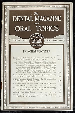 Image du vendeur pour The Dental Magazine and Oral Topics October 1953 A Journal Of Dental Science And Progress Vol.70 No.5 mis en vente par Shore Books