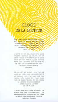 Seller image for loge de la Lenteur for sale by Wittenborn Art Books