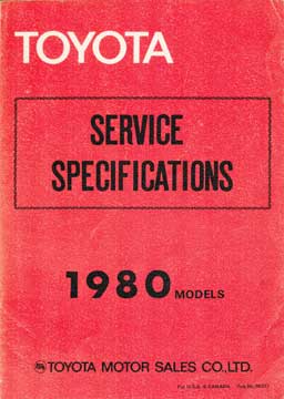 Seller image for Toyota Service Specifications 1980 Models for sale by Wittenborn Art Books
