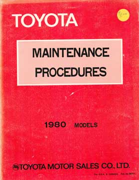 Seller image for Toyota Maintenance Procedures 1980 Models for sale by Wittenborn Art Books