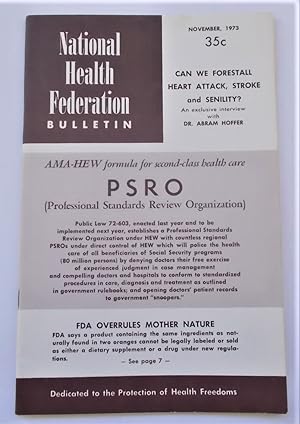 Image du vendeur pour National Health Federation Bulletin (Volume XIX Number 10 - November 1973): Protection of Health Freedoms (Magazine) mis en vente par Bloomsbury Books