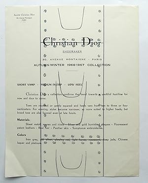Seller image for Christian Dior. Shoemaker. Autumn-Winter 1966-1967 Collection. for sale by Roe and Moore
