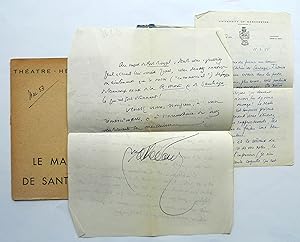 Autograph signed letter from Montherlant to Joseph Marks, Tutor to the faculty of Arts, Universit...