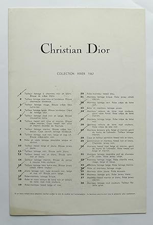 Seller image for Christian Dior. Collection Hiver 1967. for sale by Roe and Moore