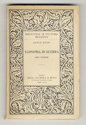 Image du vendeur pour Economia di guerra. Linee teoriche. mis en vente par Libreria Oreste Gozzini snc