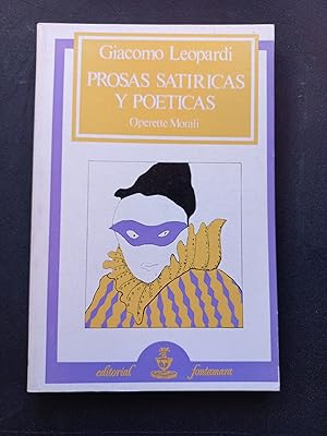 Imagen del vendedor de Prosas satricas y poticas. Operette Morali a la venta por Vrtigo Libros