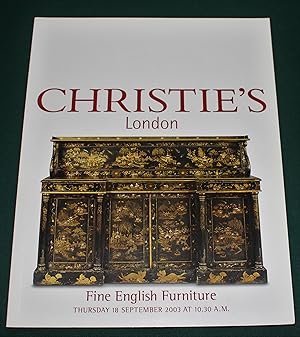 Fine English Furniture. Thursday 18 September 2003 At 10.30 A.M. London.