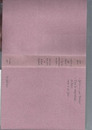 Image du vendeur pour Qu'est-ce que Thrse? C'est les marronniers en fleurs. Roman mis en vente par ART...on paper - 20th Century Art Books