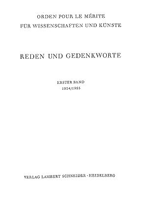 Immagine del venditore per Orden Pour le Merite Fur Wissenschaften und Kunste Reden und Gedenkworte. Erster Band 1954-1955. [und] Zweiter Band 1956-1957. venduto da WeBuyBooks