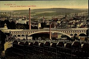 Ansichtskarte / Postkarte Plauen im Vogtland, König Friedrich August Brücke, Stadt