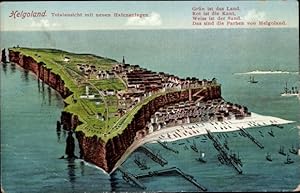 Bild des Verkufers fr Ansichtskarte / Postkarte Nordseeinsel Helgoland, Totalansicht mit neuen Hafenanlagen, Gedicht zum Verkauf von akpool GmbH