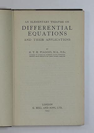 An Elementary Treatise on Differential Equations and their Applications