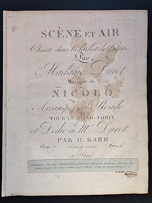 Immagine del venditore per Scne et air chant dans le Billet de loterie par Madame Duret. Arrang en rondo pour le piano-fort. par H. Karr. Oeuvre 7. venduto da Flix ALBA MALZIEU