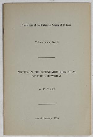 Bild des Verkufers fr Notes on the stenomorphic form of the Shipworm. zum Verkauf von Antiq. F.-D. Shn - Medicusbooks.Com