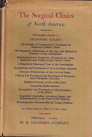 Bild des Verkufers fr The Surgical Clinics of North America - Symposium on Orthopedic Surgery, December 1953 zum Verkauf von UHR Books