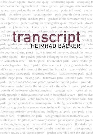 Transcript (German and Austrian Literature Series)