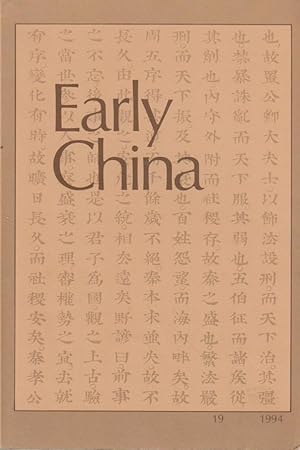 Seller image for Early China. Vol. 19. 1994. for sale by Bcher bei den 7 Bergen