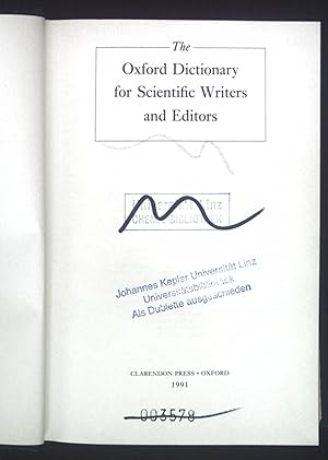 Seller image for The Oxford Dictionary for Scientific Writers and Editors. for sale by books4less (Versandantiquariat Petra Gros GmbH & Co. KG)