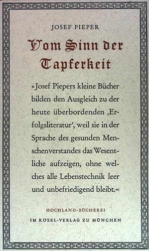 Bild des Verkufers fr Vom Sinn der Tapferkeit. zum Verkauf von books4less (Versandantiquariat Petra Gros GmbH & Co. KG)