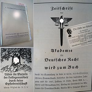 Bild des Verkufers fr 3. Jahrestagung 1936. Festausgabe der Zeitschrift der Akademie fr Deutsches Recht, ffentlich-rechtliche Krperschaft des Reiches 3. Jahrgang Heft 19/20 vom 15.Oktober 1936 Dieses Buch wird von uns nur zur staatsbrgerlichen Aufklrung und zur Abwehr verfassungswidriger Bestrebungen angeboten (86 StGB) zum Verkauf von Galerie fr gegenstndliche Kunst